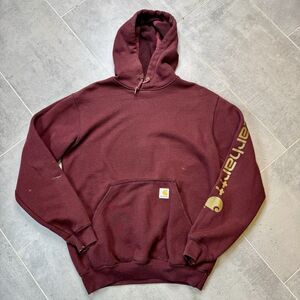 Carhartt Hoodie Men’s Small Burgundy Loose Fit Logo K288 PRT